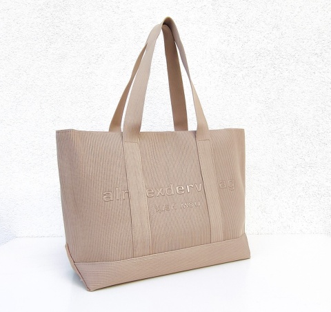 Lekka torba shopper do pracy na zakupy beżowa
