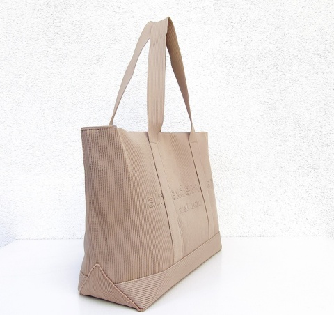 Lekka torba shopper do pracy na zakupy beżowa