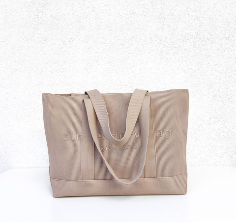 Lekka torba shopper do pracy na zakupy beżowa
