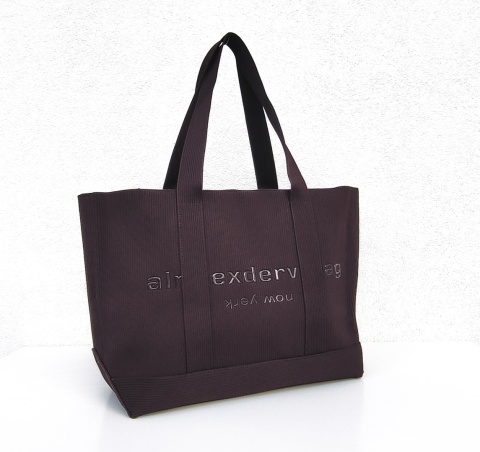 Lekka torba shopper do pracy na zakupy brązowa czekoladowa