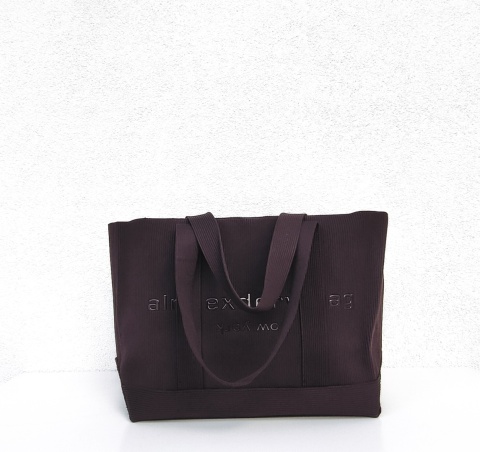 Lekka torba shopper do pracy na zakupy brązowa czekoladowa