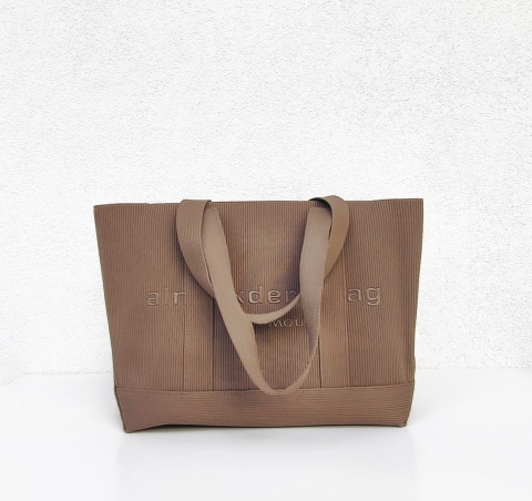 Lekka torba shopper do pracy na zakupy karmelowa