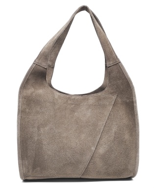 Modny zamszowy beżowy shopper taupe