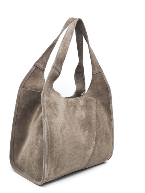 Modny zamszowy beżowy shopper taupe
