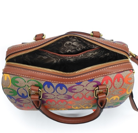 Torebka kuferek crossbody GUANCHI brązowa tęczowa