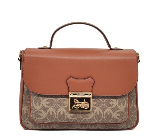 Torebka kuferek listonoszka crossbody GUANCHI brązowa z klapą