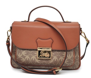 Torebka kuferek listonoszka crossbody GUANCHI brązowa z klapą