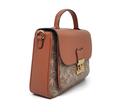 Torebka kuferek listonoszka crossbody GUANCHI brązowa z klapą