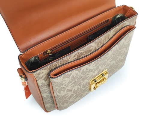 Torebka kuferek listonoszka crossbody GUANCHI brązowa z klapą