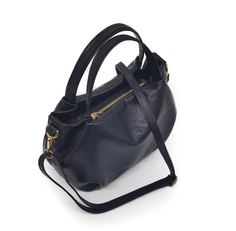 Kuferek crossbody torebka skóra naturalna czarna