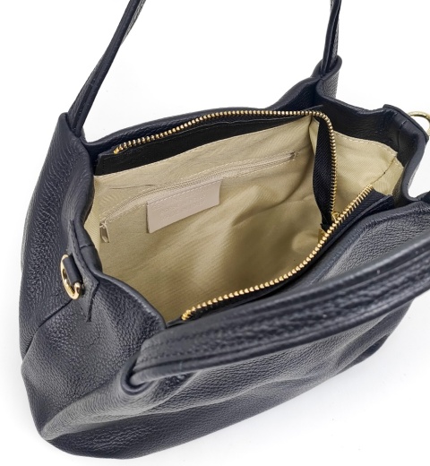 Kuferek crossbody torebka skóra naturalna czarna