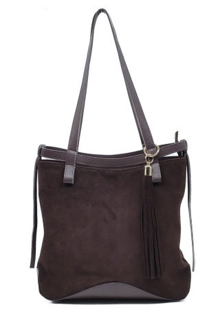 Laura Biaggi Zamszowa czekoladowa torebka shopper