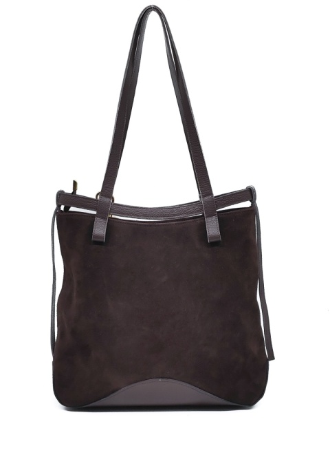 Laura Biaggi Zamszowa czekoladowa torebka shopper