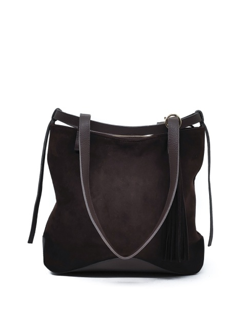 Laura Biaggi Zamszowa czekoladowa torebka shopper