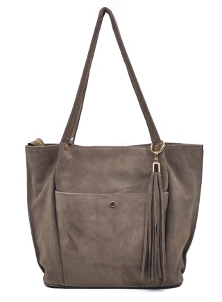 Laura Biaggi zamszowa beżowa taupe mocha torebka shopper