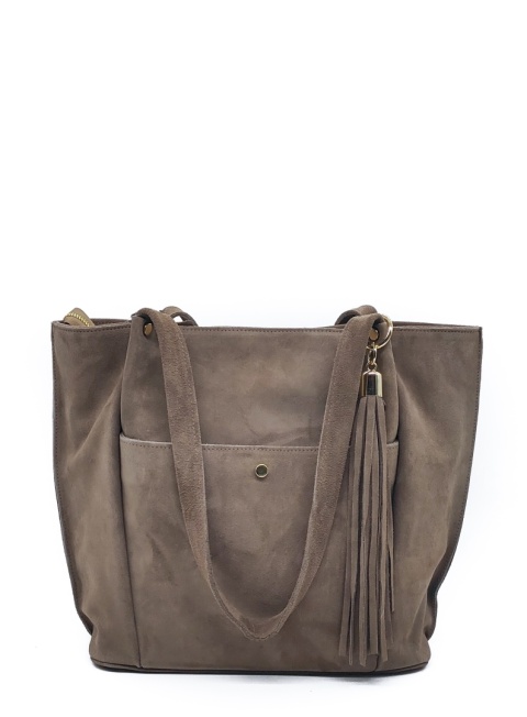 Laura Biaggi zamszowa beżowa taupe mocha torebka shopper