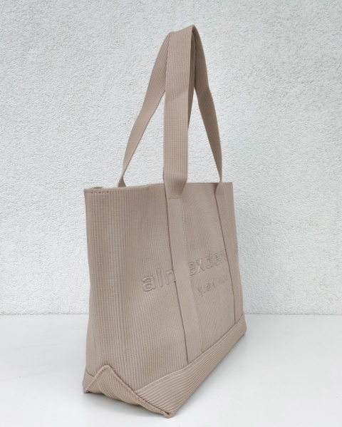 Lekka torba shopper do pracy na zakupy beżowa