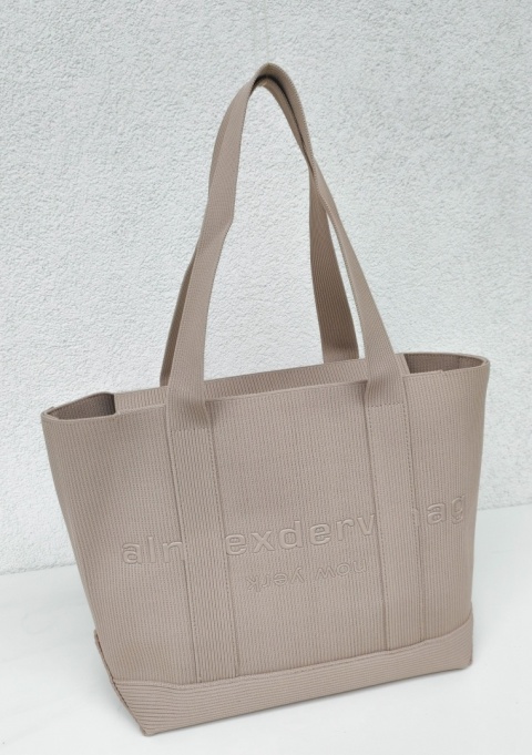 Lekka torba shopper do pracy na zakupy beżowa