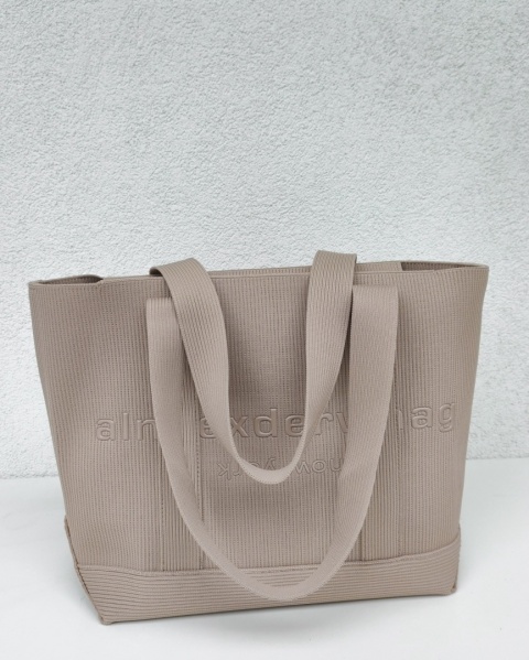 Lekka torba shopper do pracy na zakupy beżowa