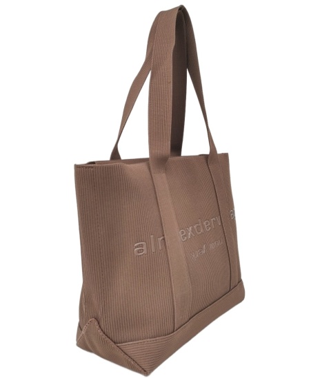 Lekka torba shopper do pracy na zakupy karmelowa