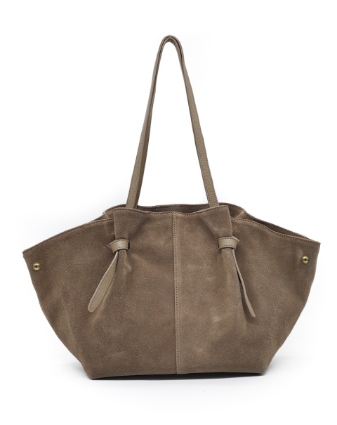 Torebka shopper zamszowa Vera Pelle skóra beżowa taupe Laura Biaggi