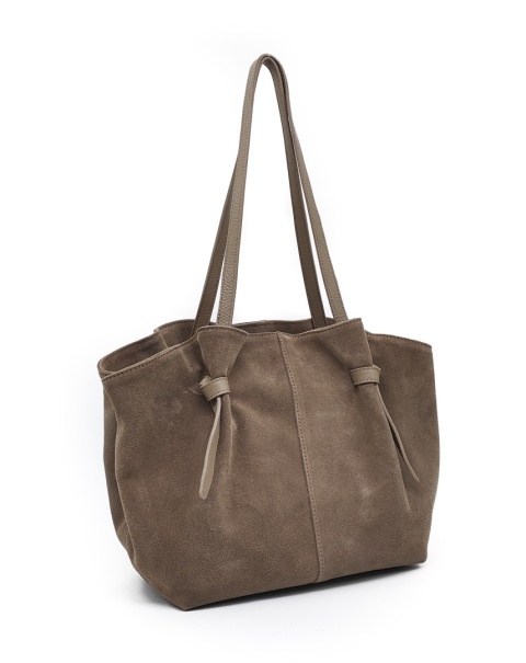 Torebka shopper zamszowa Vera Pelle skóra beżowa taupe Laura Biaggi
