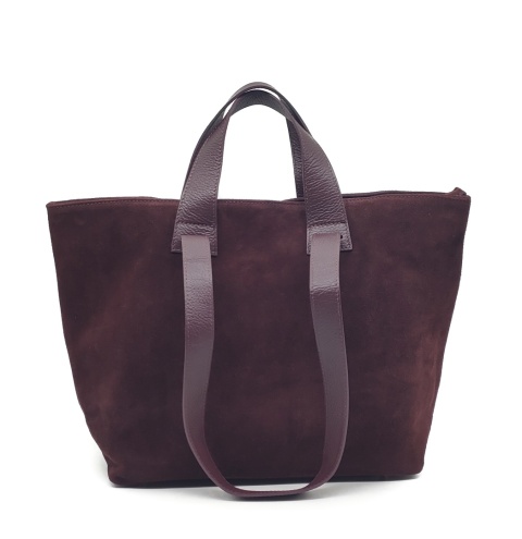 Zamszowy bordowy shopper