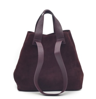 Zamszowy bordowy shopper