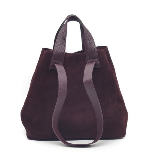 Zamszowy bordowy shopper