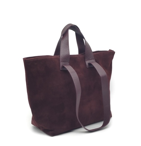 Zamszowy bordowy shopper