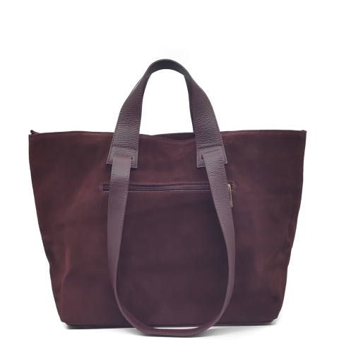 Zamszowy bordowy shopper