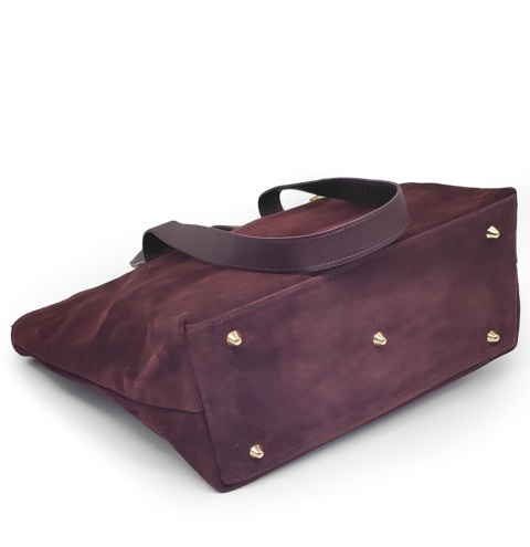 Zamszowy bordowy shopper