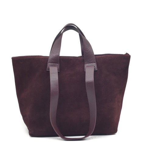 Zamszowy bordowy shopper