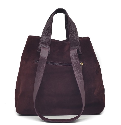 Zamszowy bordowy shopper