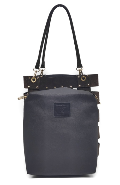 Zamszowa czekoladowa torebka shopper
