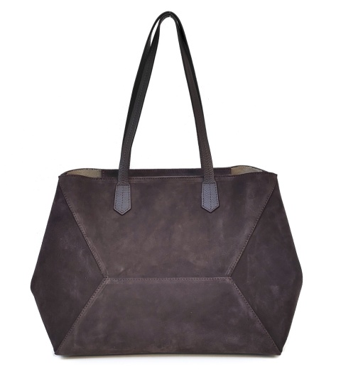 Zamszowy shopper w czekoladowym kolorze