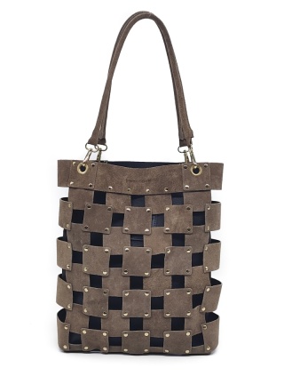 Torebka shopper zamszowa beżowa