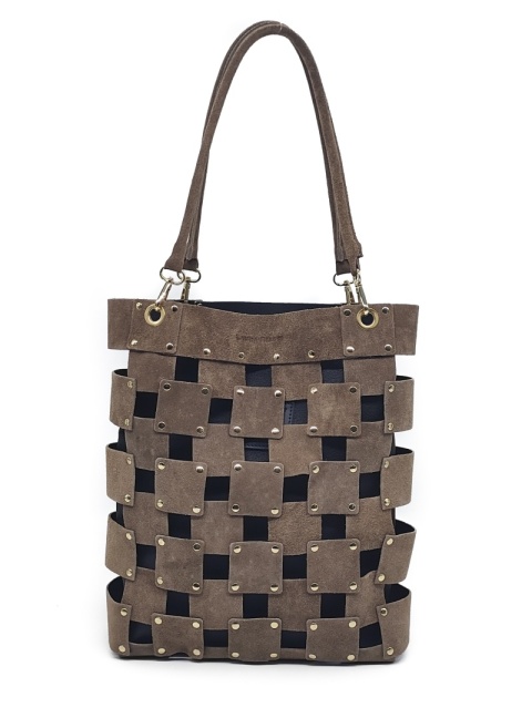 Torebka shopper zamszowa beżowa