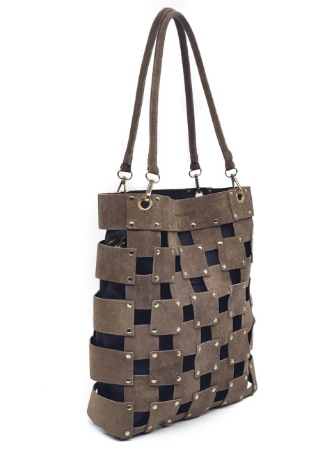 Torebka shopper zamszowa beżowa