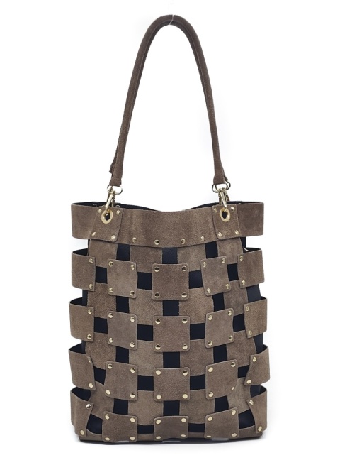 Torebka shopper zamszowa beżowa