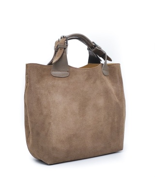 Torebka shopper zamszowa Vera skóra beżowa zarka