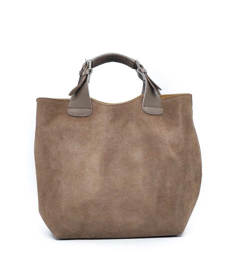 Torebka shopper zamszowa Vera skóra beżowa zarka