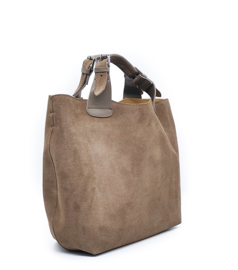 Torebka shopper zamszowa Vera skóra beżowa zarka