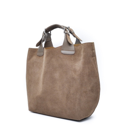 Torebka shopper zamszowa Vera skóra beżowa zarka