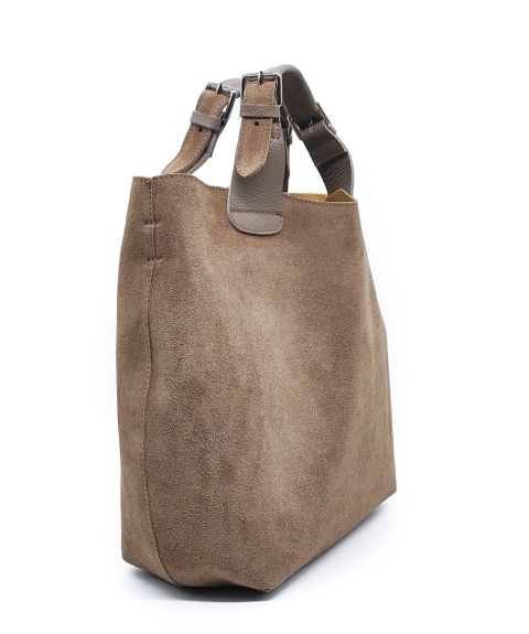 Torebka shopper zamszowa Vera skóra beżowa zarka