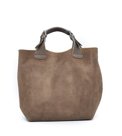Torebka shopper zamszowa Vera skóra beżowa zarka