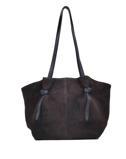 Torebka shopper zamszowa skóra brązowa czekoladowa Laura Biaggi