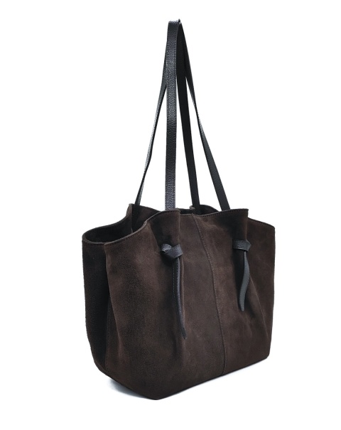 Torebka shopper zamszowa skóra brązowa czekoladowa Laura Biaggi