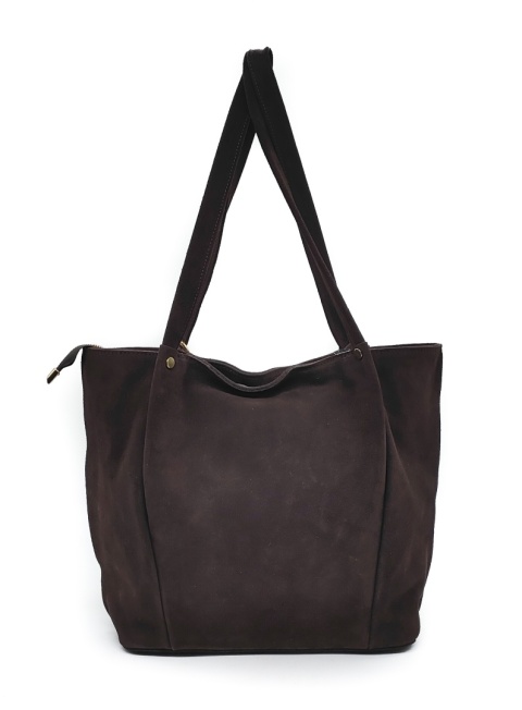 Zamszowa czekoladowa torebka shopper Laura Biaggi