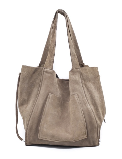 Zamszowa torebka shopper ciepła beżowa taupe